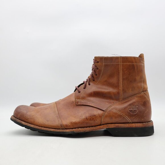 Timberland City 6" Earthkeepers Men's 11 Side Zip Boots Brown Leather Cap Toe - Picture 4 of 10